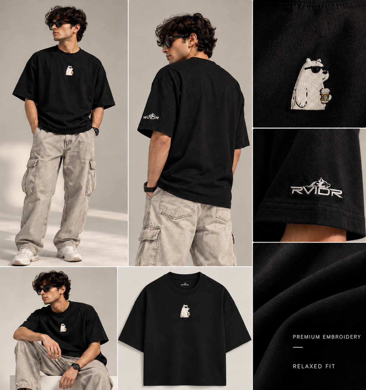 RVIOR UNISEX COOL BEAR OVERSIZED TEE view 2